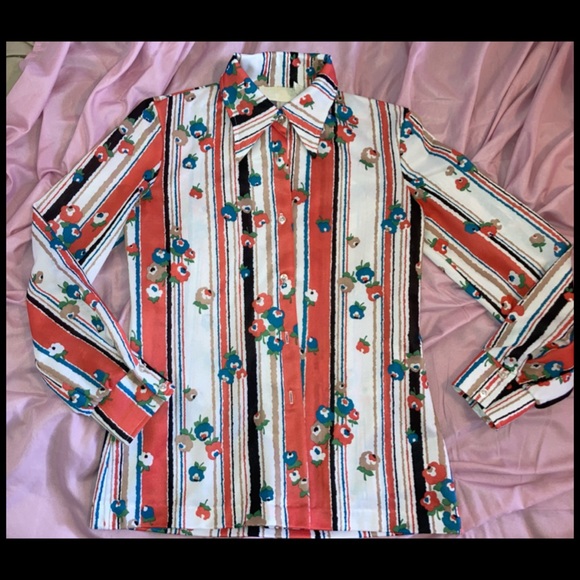 GUC Vintage 60/70s Button Down Collar Polyester Shirt - Picture 3 of 3